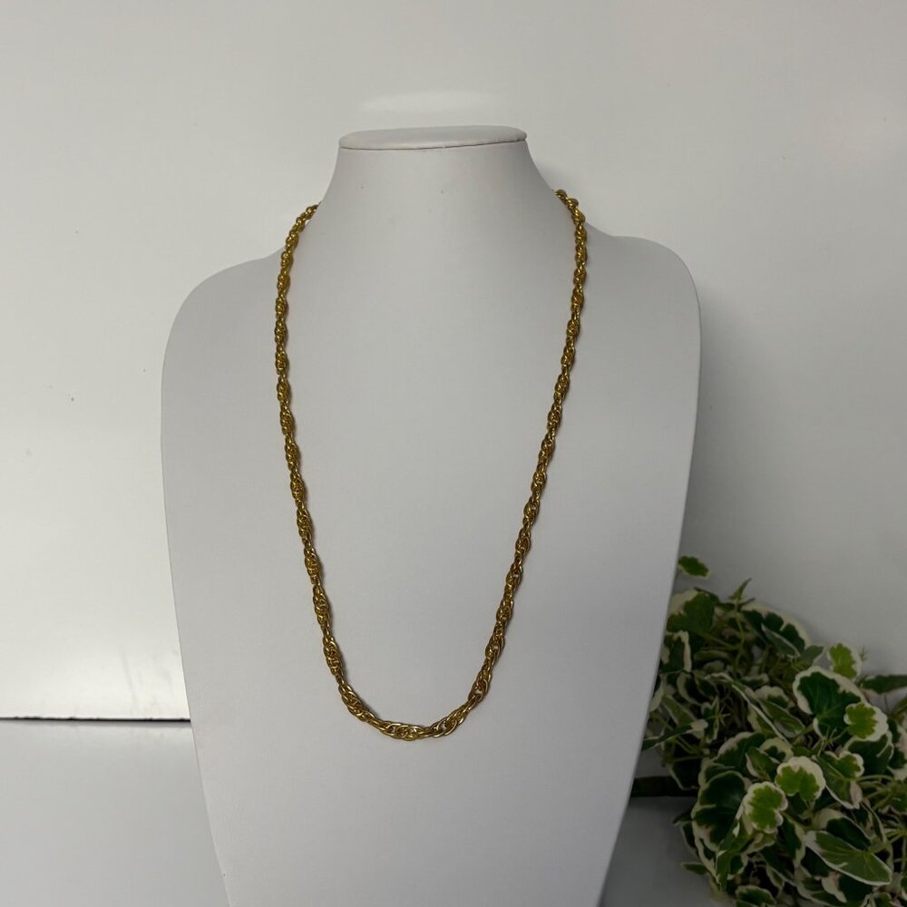 Vintage Gold Tone Rope Chain Necklace Classic Minimalist 30 inch
